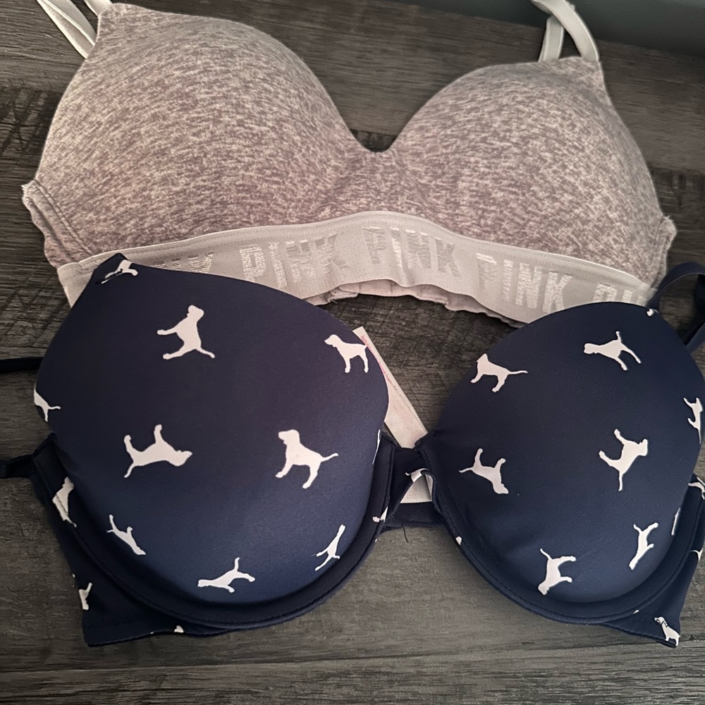 PINK Victoria's Secret Gray and Blue Bras Intimates Collection